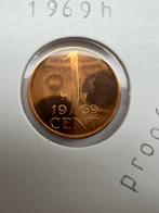Juliana. 1 Cent 1969 haan. Gepolijste Stempels Proof Rood, Ophalen of Verzenden