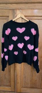 Dames trui zwart roze fluffy hartjes maat M Shein, Maat 38/40 (M), Ophalen of Verzenden, Zo goed als nieuw, Roze