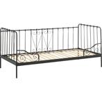 Bed zwart staal 90x200cm. Goede lattenbodem!, Ophalen, 85 tot 100 cm, Gebruikt, Lattenbodem