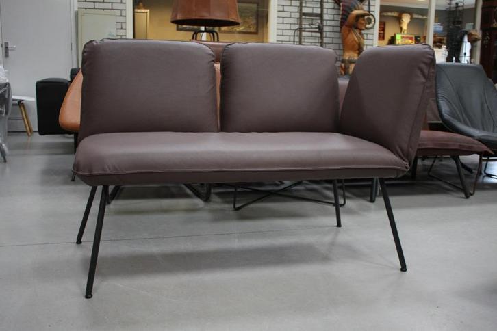 2 x bank / eetkamerbank Shuffle Jess design leer taupe, Huis en Inrichting, Stoelen, Zo goed als nieuw, Leer, Metaal, Ophalen