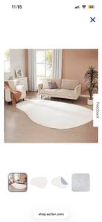 Organisch Vloerkleed Beige Faux Fur, Huis en Inrichting, Ophalen, 100 tot 150 cm, Beige, Overige vormen