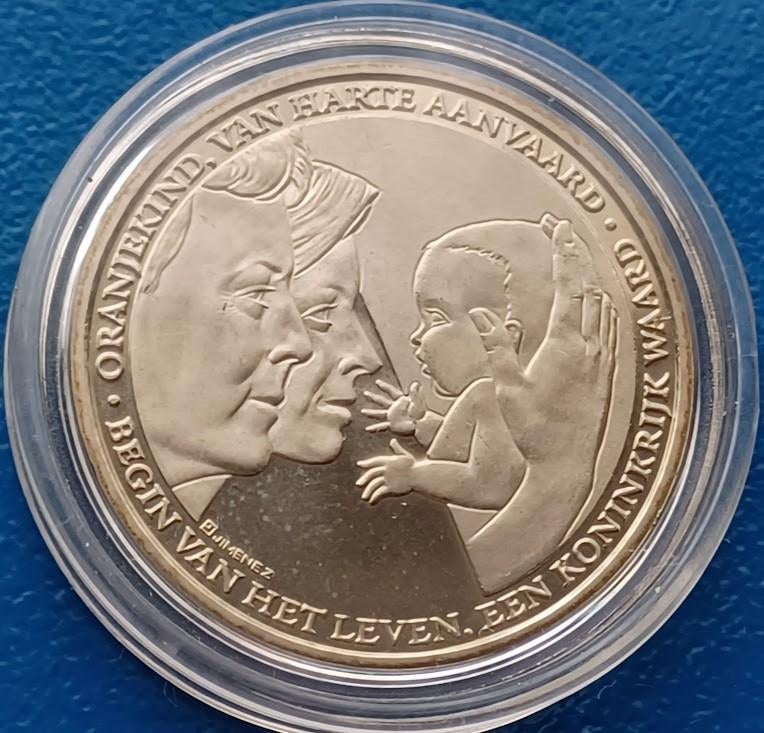 Penning geboorte prinses Amalia - 2003, Postzegels en Munten, Ophalen of Verzenden, Overige materialen, Nederland