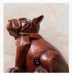 Houten hondenbeeld Bulldog 10 x 11 cm, Antiek en Kunst, Kunst | Beelden en Houtsnijwerken, Ophalen of Verzenden