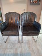 L'Ancora collection leren eetkamerstoelen, Huis en Inrichting, Ophalen, Zo goed als nieuw, Grijs, Vijf, Zes of meer stoelen