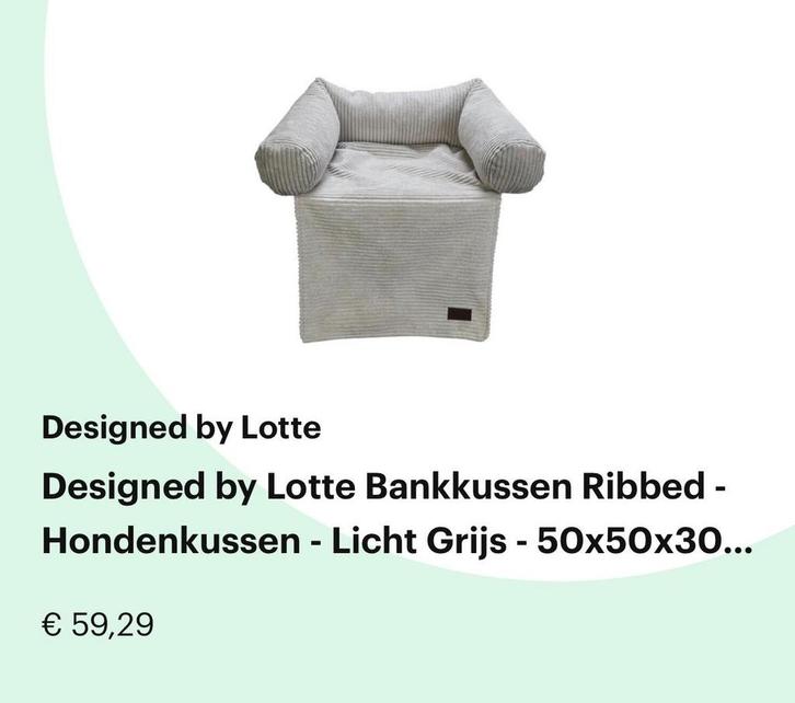 Hondenkussen ribbed designed by Lotte kleur beige/grijs, Dieren en Toebehoren, Hondenmanden, Zo goed als nieuw, Ophalen