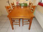MASSIEF WARME EIKEN EETTAFEL MET 4 STOELEN., Ophalen, Gebruikt, 100 tot 150 cm, Eikenhout