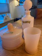 Vintage Murano Opaline Set roze Parfumfles, Pot en Beker, Ophalen of Verzenden