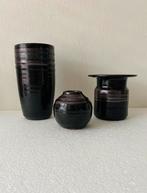 Ravelli keramiek vazen (3) jaren 70, Gebruikt, Zwart, Aardewerk of Porselein, Ophalen of Verzenden