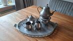 Tinnen  dienblad met thee/koffie set, Antiek en Kunst, Antiek | Tin, Ophalen of Verzenden