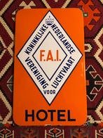 Emaille bord hotel 22x37 cm, Ophalen of Verzenden, Gebruikt, Reclamebord