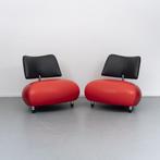 2x Leolux Pallone Pa fauteuil 'Big Mama' oranje/rood, Huis en Inrichting, Fauteuils, Leer, Ophalen of Verzenden, Zo goed als nieuw