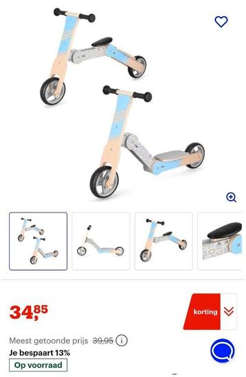 Nieuwe voorraad houten loopfietsen/stepjes, mega korting. beschikbaar voor biedingen