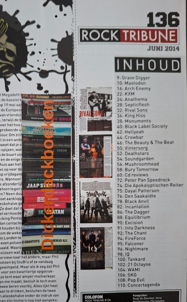 Rock Tribune Nr: 136, '14; Soundgarden, Vintersorg, Hellyeah, Verzamelen, Muziek, Artiesten en Beroemdheden, Gebruikt, Boek, Tijdschrift of Artikel