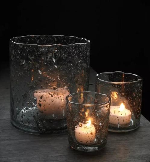Hoffz glazen windlicht L bubbels glas stoer sober landelijk, Huis en Inrichting, Woonaccessoires | Overige, Nieuw, Verzenden