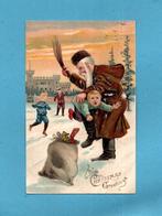 Pracht oude kerstkaart met kerstman en stout kindje  N760, Verzamelen, Verzenden, Voor 1920, Ongelopen, Kinderen
