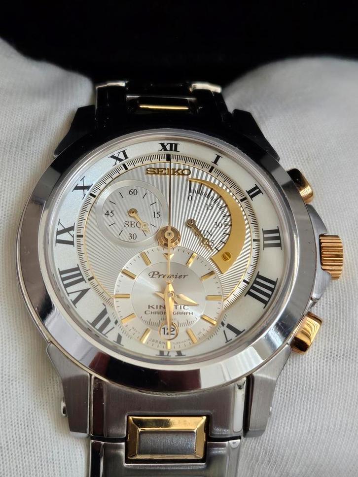 Seiko Premier Kinetic Chronograph herenhorloge, Sieraden, Tassen en Uiterlijk, Horloges | Heren, Seiko, Staal, Ophalen of Verzenden
