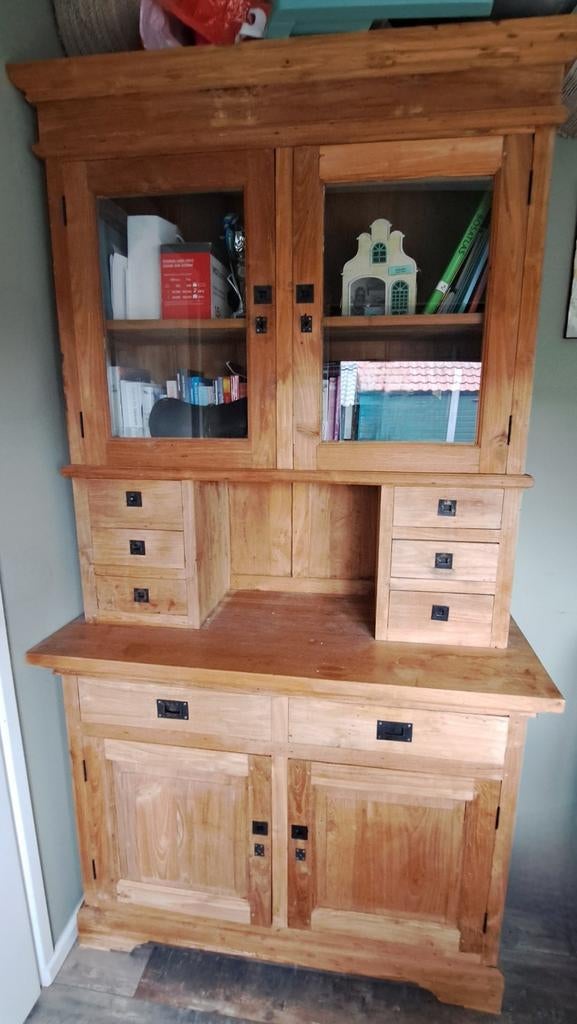 Teak kast massief hout, Huis en Inrichting, Kasten | Buffetkasten, Ophalen, Gebruikt, 100 tot 150 cm, 200 cm of meer