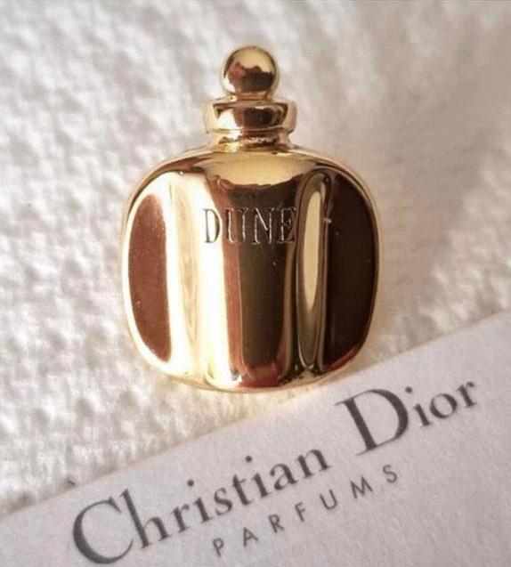 Dior Dune Parfum Pin Broche Goud Verguld Vintage, Ophalen of Verzenden, Zo goed als nieuw, Goud, Overige materialen