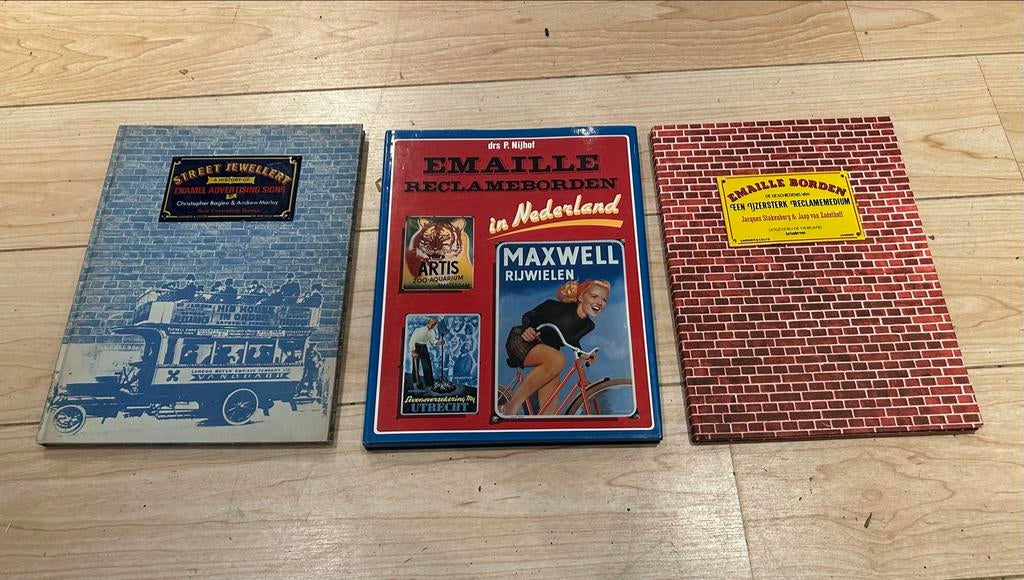 3 Boeken over Emaille Reclameborden - Geschiedenis & Collect, Ophalen of Verzenden