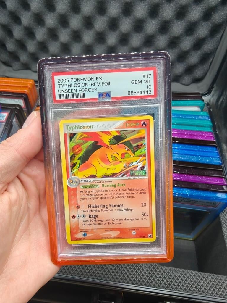 Pokemon EX Unseen Forces Typhlosion Reverse Holo PSA 10, Ophalen of Verzenden, Zo goed als nieuw, Losse kaart, Foil