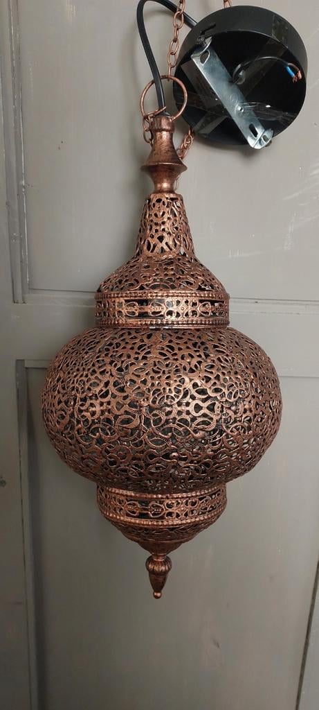 QAZQA Marokkaanse plafondlamp koper brons - Sfeerlicht, Ophalen of Verzenden, Nieuw, Metaal, Marokkaans, Oosters, Bali