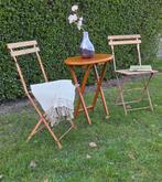 Bistroset: 2 bistrostoelen en bistrotafel inklapbaar, Gebruikt, Tuinset, Hout, Eettafel