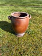 Oude aardewerken bloempot met handvatten, 25 tot 40 cm, Gebruikt, Rond, Ophalen of Verzenden