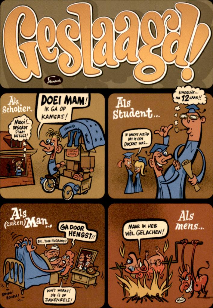geslaagd, ik ga op kamers. Shamrock, Verzamelen, Verzenden, 1980 tot heden, Ongelopen, Overige thema's