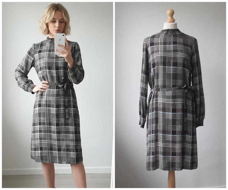 Geisha - NIEUW / mooie ruitjes jurk / groen zwart / maat 36, Kleding | Dames, Jurken, Zo goed als nieuw, Maat 36 (S), Zwart, Boven de knie