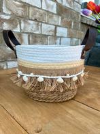 Mandje met strand decoratie, Ophalen, Zo goed als nieuw, Rond, Riet