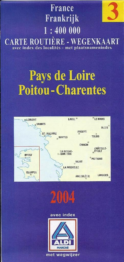 B76 Aldi plattegrond poitou-charentes 2004  - -, Boeken, Atlassen en Landkaarten, Ophalen of Verzenden, 1800 tot 2000, Nederland