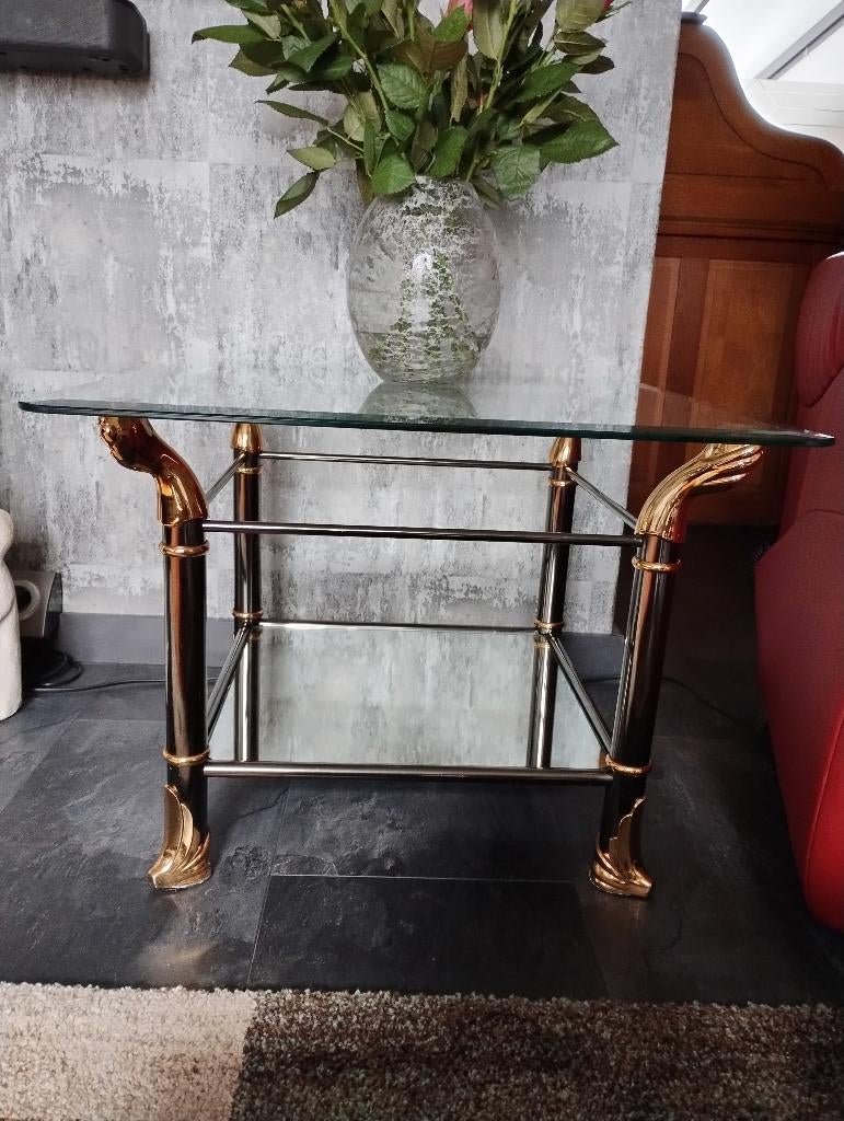 BIJNA GRATIS !! Salontafel en 2 Bijzettafeltjes, Gebruikt, Glas, 75 cm of meer, Rechthoekig