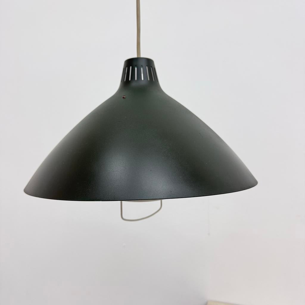 Scandinavische vintage hanglamp jaren '60 - Donkergroen meta, Gebruikt, Lamp, Lamp, Ophalen of Verzenden