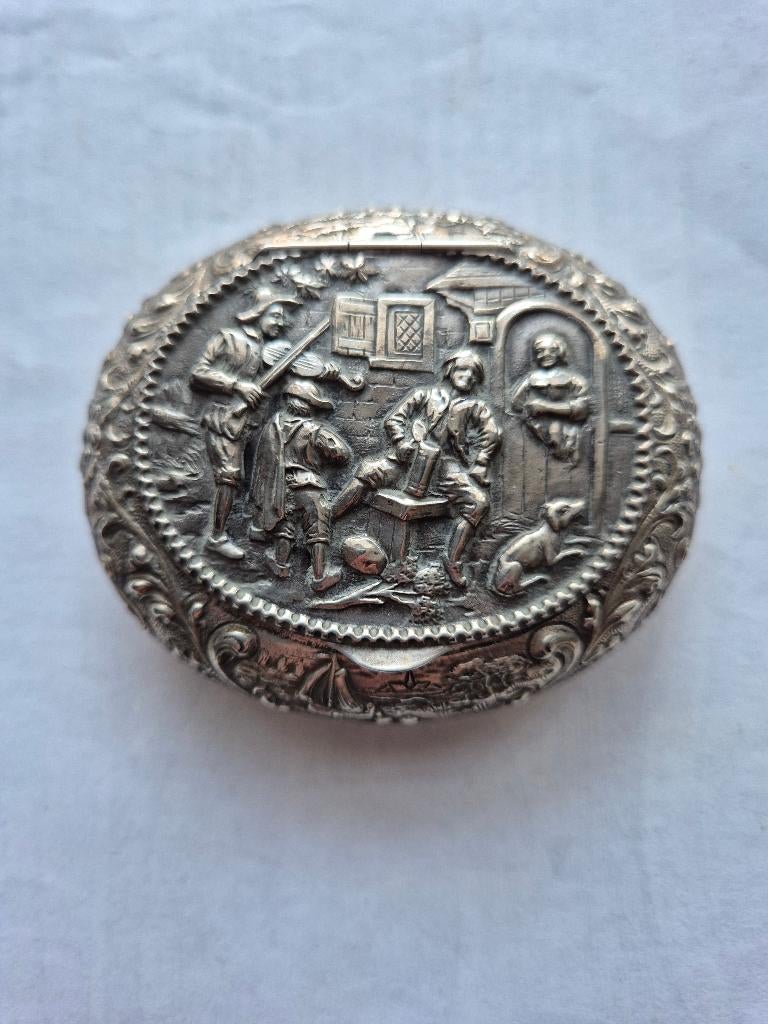 Zilver tabaksdoosje, Verzamelen, Rookartikelen, Aanstekers en Luciferdoosjes, Ophalen of Verzenden, Gebruikt, Tabaksdoos of Verpakking