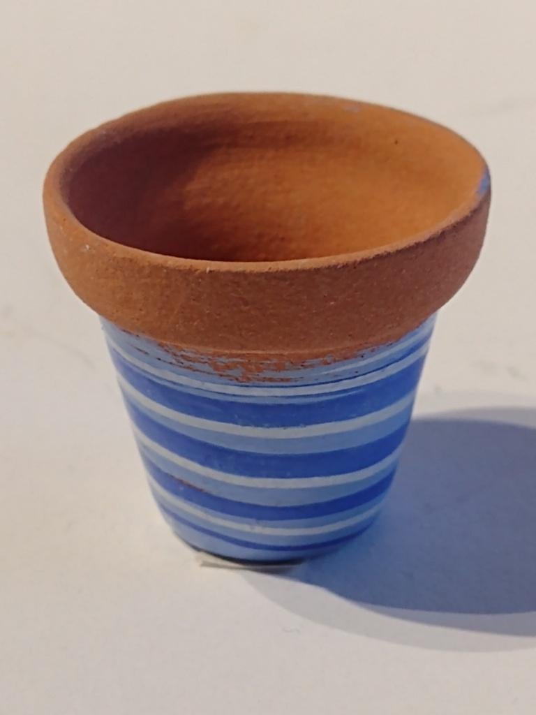 mexicaans gestreepte bloempot , div. kleuren / Fennicole, Verzamelen, Poppenhuizen en Toebehoren, Ophalen, Nieuw, Gebruiksvoorwerp