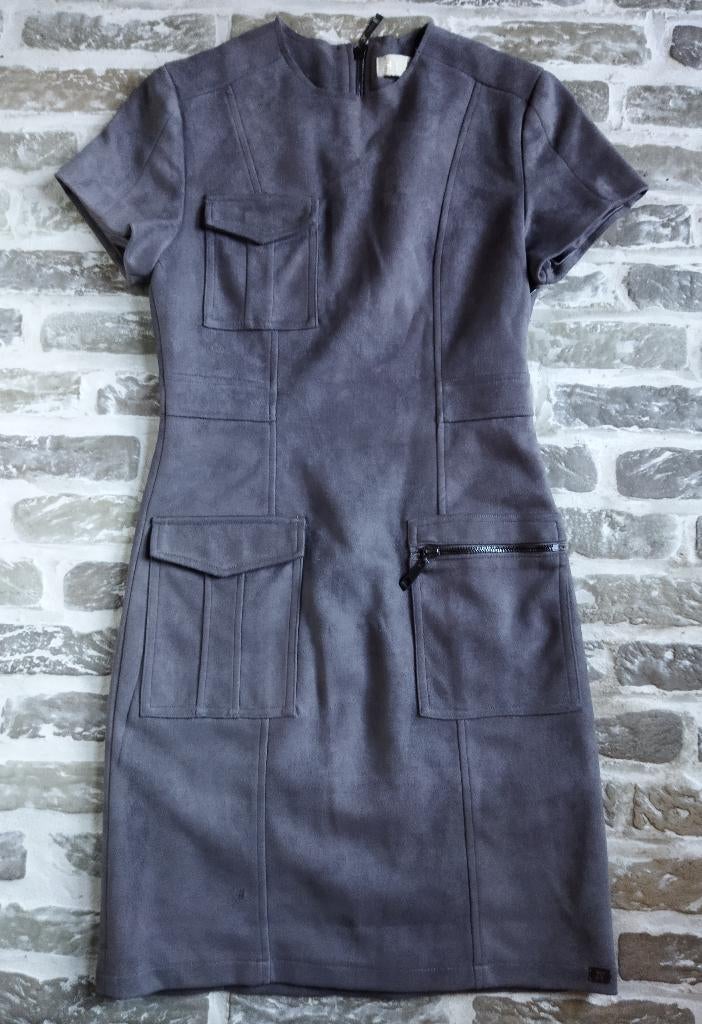 Grijze Jurk Suedine Josh V Maat XS, Ophalen of Verzenden, Zo goed als nieuw, Maat 34 (XS) of kleiner, Boven de knie