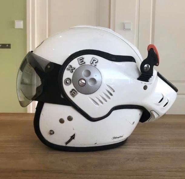 Witte Boxxer motorhelm, Motoren, Verzenden, Tweedehands, Systeemhelm, Overige merken