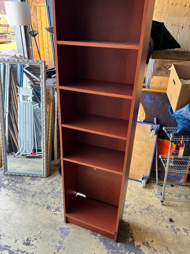 Boekenkast - donkerbruin - 30x55x202H, Huis en Inrichting, 1025xe, Zo goed als nieuw, Re, 150 tot 200 cm