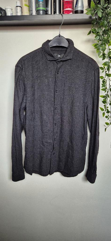 Donkergrijze heren blouse / overhemd | Maat S - Als Nieuw, Kleding | Heren, Overhemden, Zo goed als nieuw, Halswijdte 38 (S) of kleiner