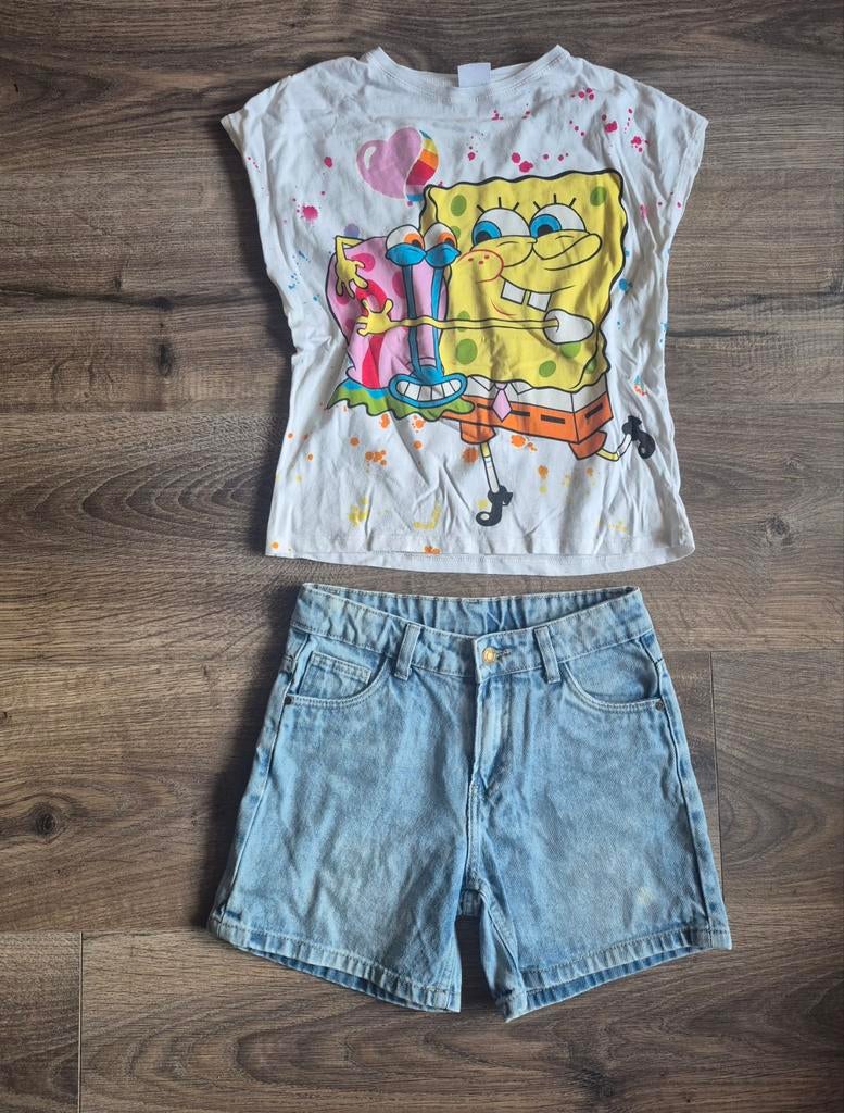 Zara set setje shirt met korte broek 152 Spongebob, Meisje, Ophalen of Verzenden, Zo goed als nieuw, Setje