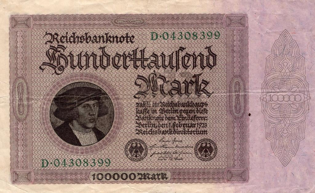 Bankbiljet:  Duitsland 100.000 Mark Reichsbanknote, 1923, Verzenden, Duitsland, Los biljet