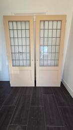 Jaren '30 Kamer en suite deuren met glas in lood, Minder dan 80 cm, Binnendeur, Ophalen of Verzenden, 200 tot 215 cm