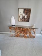 Prachtige unieke sidetable van teak., Ophalen, Teakhout, Zo goed als nieuw, 150 tot 200 cm