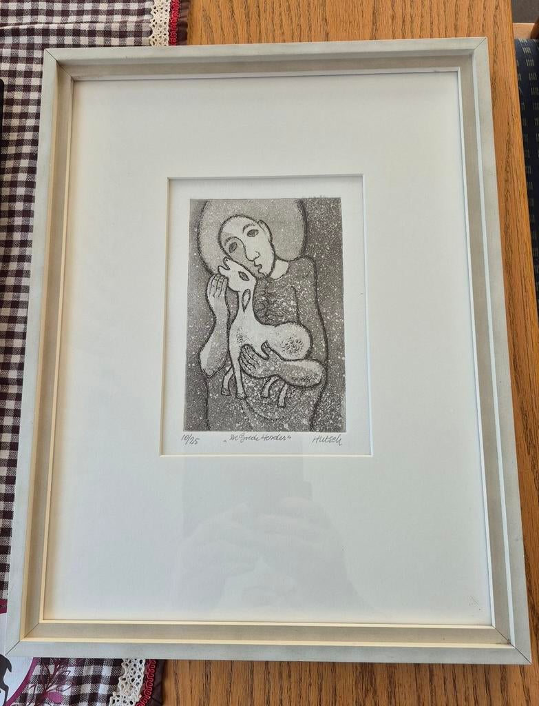 De goede Herder ets Sjef Hutschemakers, Antiek en Kunst, Kunst | Etsen en Gravures, Ophalen