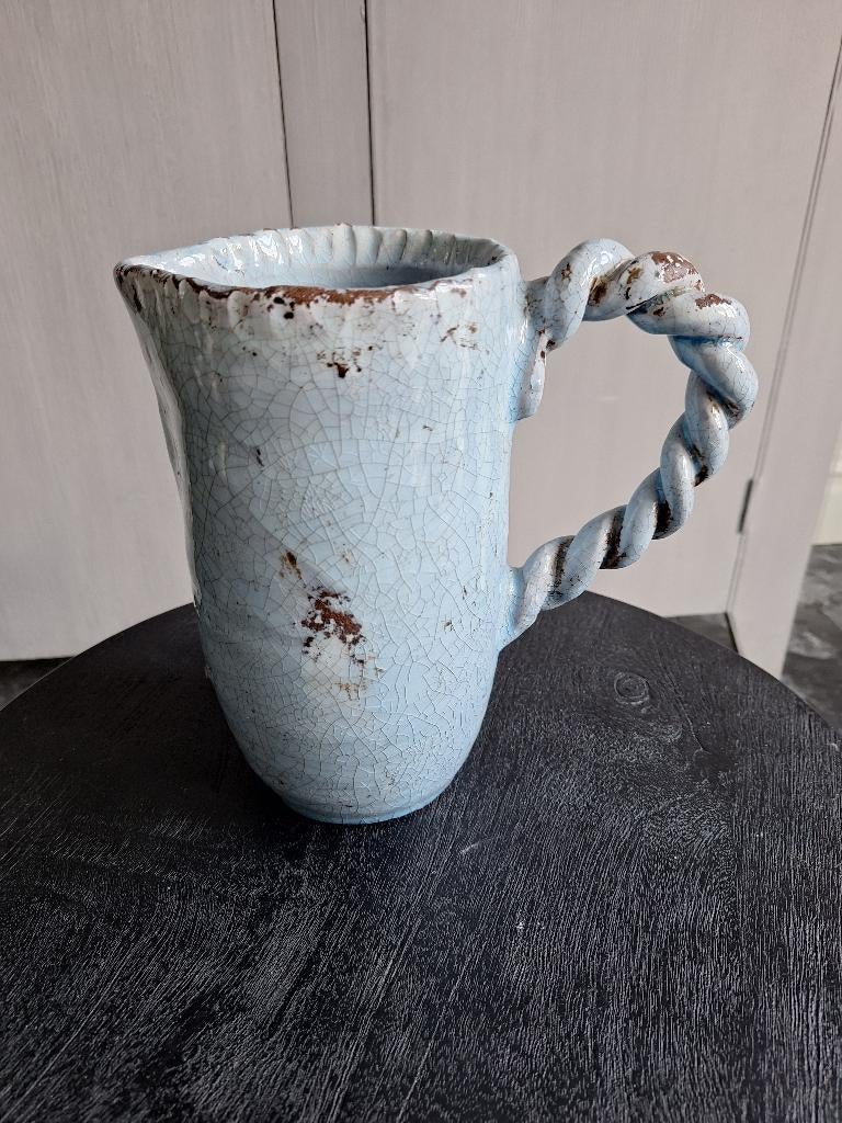 Vaas met bijpassende schaal, Huis en Inrichting, Ophalen, Steen, Blauw, Zo goed als nieuw