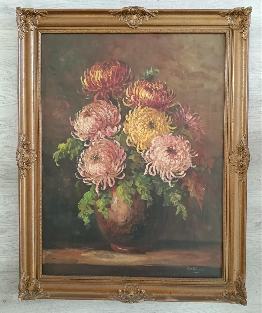 H.W Eckardt (1883-1946) - Stilleven met Chrysanten - 1920, Antiek en Kunst, Ophalen of Verzenden
