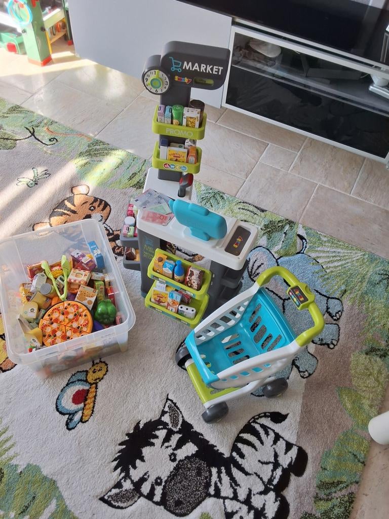 Smoby Supermarkt met winkelwagen en veel extra producten, Kinderen en Baby's, Ophalen, Gebruikt, Jongen of Meisje