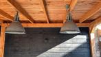 Twee grijze hanglampen, Ophalen of Verzenden, Gebruikt, Metaal, Minder dan 50 cm