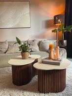 Set van 2 handgemaakte niervormige salontafels, Huis en Inrichting, Tafels | Salontafels, Ophalen, Gebruikt, 50 tot 100 cm, Overige vormen