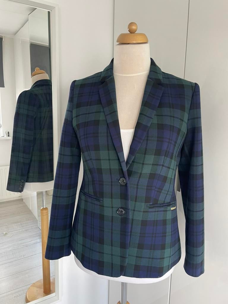 McGregor kolbert blazer schotse ruit met gratis sjaal mt 40, Ophalen of Verzenden, Zo goed als nieuw, Maat 38/40 (M), Blauw